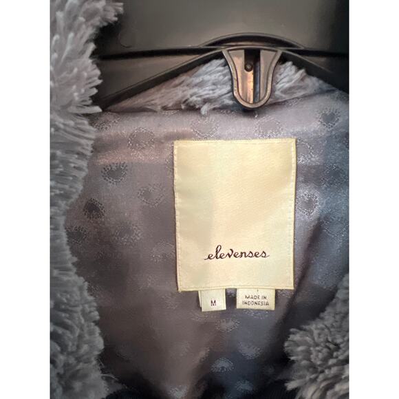 Anthropologie Elevenses size medium gray fuzzy fleece jacket coat - Picture 2 of 3